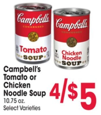 Jewel-Osco Campbell's tomato or chicken noodle soup offer