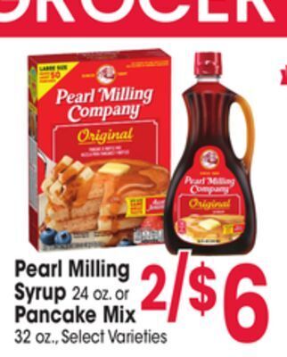 Jewel-Osco Pearl milling syrup 24 oz. or pancake mix 32 oz offer