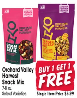 Jewel-Osco Orchard valley harvest snack mix offer