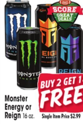 Jewel-Osco Monster energy or reign offer
