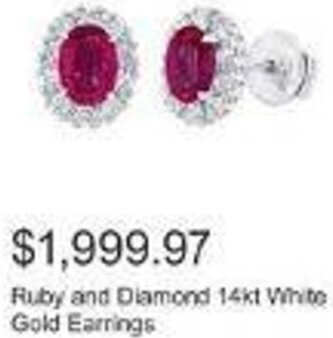 Costco Ruby and Diamond 14kt White Gold Earrings offer