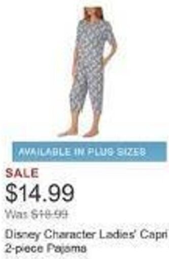 Costco Disney Character Ladies' Capri 2-piece Pajama offer