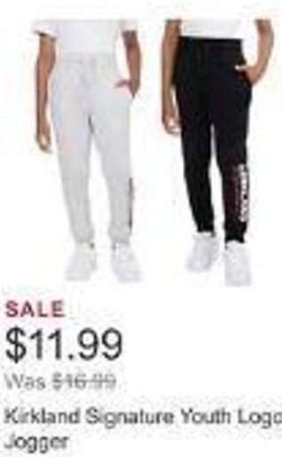 Costco Kirkland Signature Youth Logo Jogger offer