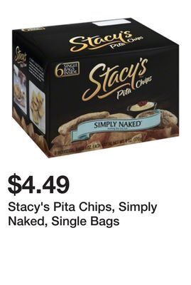 Wegmans Stacy's pita chips, simply naked, single bags offer