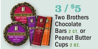 Heinen's Two brothers chocolate bars 2 ct. or peanut butter cups 2 oz offer