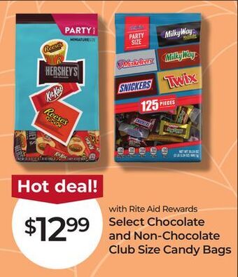 Rite Aid Select chocolate and non-chocolate club size candy bags offer