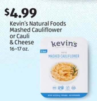 Aldi Kevin's natural foods mashed cauliflower or cauli & cheese offer