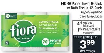 CVS Fiora paper towel 6-pack or bath tissue 12-pack offer