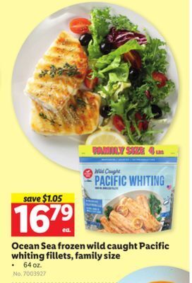 Lidl Ocean sea frozen wild caught pacific whiting fillets, family size offer