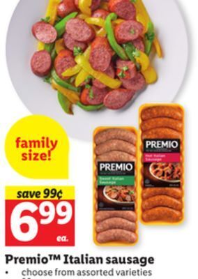 Lidl Premio italian sausage offer