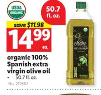 Lidl Organic 100% spanish extra virgin olive oil offer