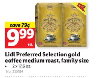 Lidl Lidl preferred selection gold coffee medium roast, family size offer