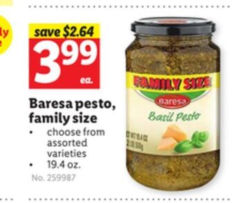 Lidl Baresa pesto, family size offer