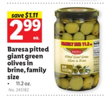 Lidl Baresa pitted giant green olives in brine, family size offer