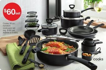 JC Penney Cooks 30-pc. nonstick cookware set offer