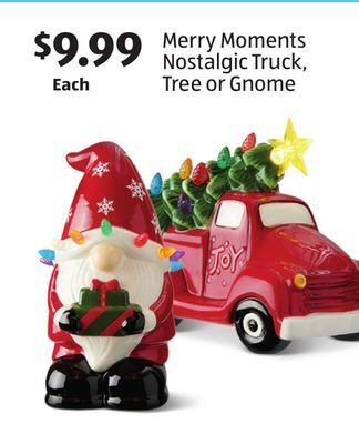 Aldi Merry moments nostalgic truck, tree or gnome offer