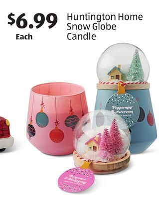 Aldi Huntington home snow globe candle offer