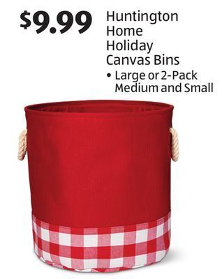 Aldi Huntington home holiday canvas bins offer
