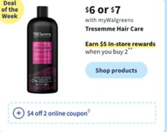 Walgreens Tresemme hair care offer