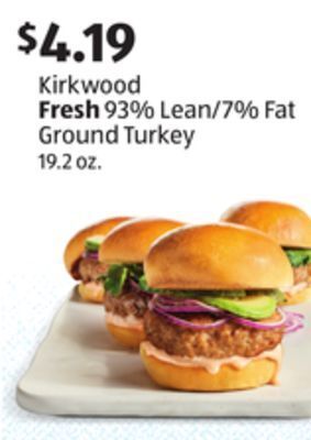 Aldi Kirkwood fresh 93% lean/7% fat ground turkey offer