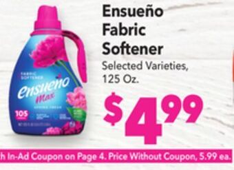 Vallarta Supermarkets Ensueño fabric softener offer