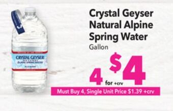 Vallarta Supermarkets Crystal geyser natural alpine spring water offer