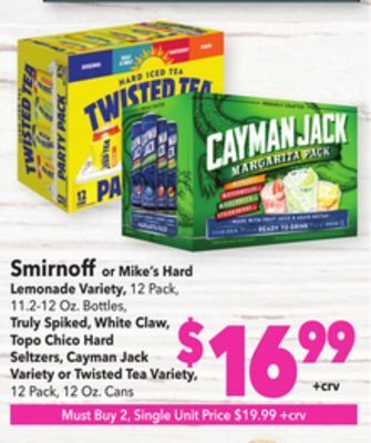 Vallarta Supermarkets Smirnoff or mike's hard lemonade variety offer