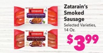 Vallarta Supermarkets Zatarain's smoked sausage offer