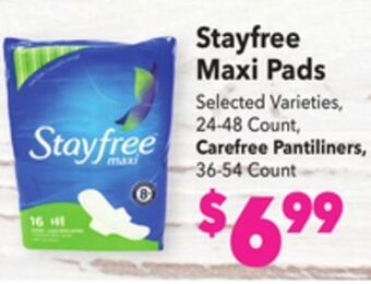 Vallarta Supermarkets Stayfree maxi pads offer