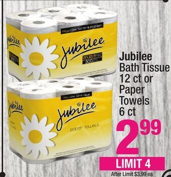Super King Markets Jubilee bath tissue 12 ct or paper towels 6 ct offer