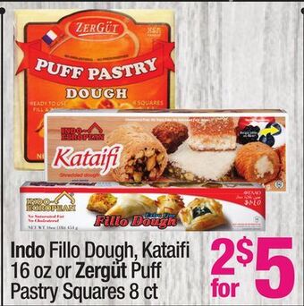 Super King Markets Indo fillo dough, kataifi 16 oz or zergüt puff pastry squares 8 ct offer