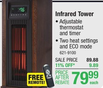 Menards Lifesmart 23 1,500w oscillating infrared tower electric space heater offer