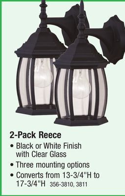 Menards Patriot lighting reece black outdoor wall light - 2 pack offer