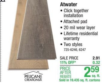 Menards Pelican creations home atwater lakeshore gray 5.83 x 48.03 floating luxury vinyl plank flooring (19.435 sq.ft/ctn) offer