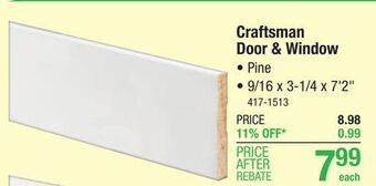 Menards Mastercraft 9/16 x 3-1/4 x 7'2 primed fj pine craftsman casing moulding e2e offer