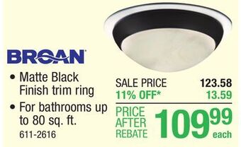 Menards Broan roomside 80 cfm ceiling exhaust bath fan with light offer