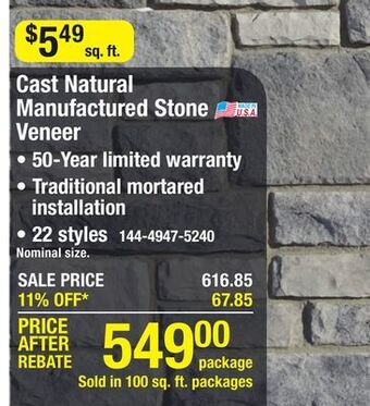 Menards Cast natural bristol limestone manufactured stone veneer siding (100 sq. ft.) offer