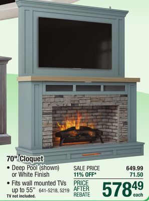 Menards Greentouch cloquet 70 deep pool wall electric fireplace entertainment center offer