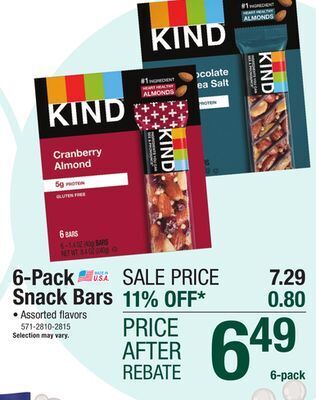 Menards Kind almond & coconut bars - 6 ct offer