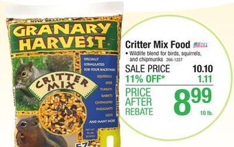 Menards Nature's own critter mix wildlife food - 10 lb offer
