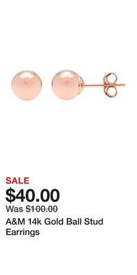 Kohl's A&m 14k gold ball stud earrings offer