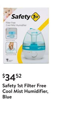 Walmart Safety 1st filter free cool mist humidifier, blue offer