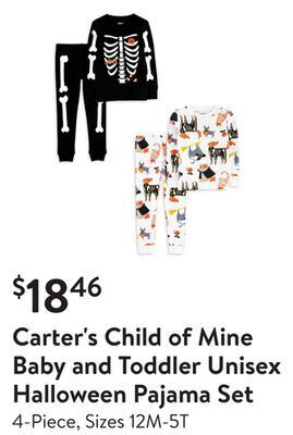 Walmart Carter's child of mine baby and toddler unisex halloween pajama set offer