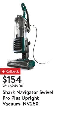 Walmart Shark navigator swivel pro plus upright vacuum, nv250 offer