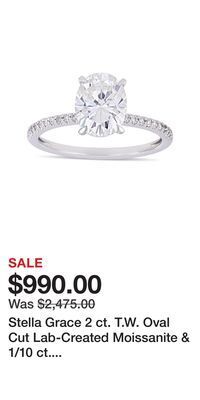 Kohl's Stella grace 2 ct. t.w. oval cut lab-created moissanite & 1/10 ct. t.w. diamond engagement ring offer
