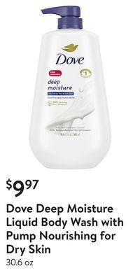 Walmart Dove deep moisture liquid body wash with pump nourishing for dry skin offer