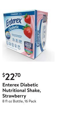Walmart Enterex diabetic nutritional shake, strawberry offer