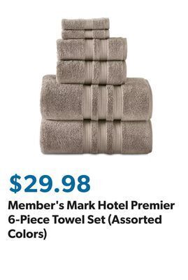 Sam's Club Member's mark hotel premier 6-piece towel set (assorted colors) offer