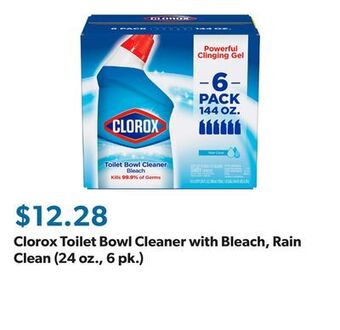 Sam's Club Clorox toilet bowl cleaner with bleach, rain clean (24 oz., 6 pk.) offer