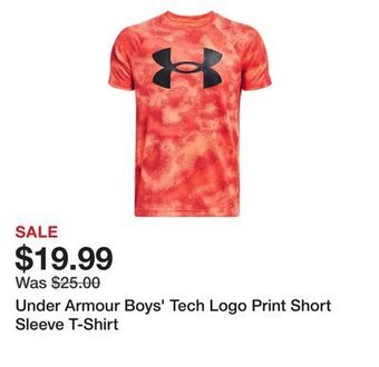 Dick's Sporting Goods Under armour boys' tech logo print short sleeve t-shirt offer